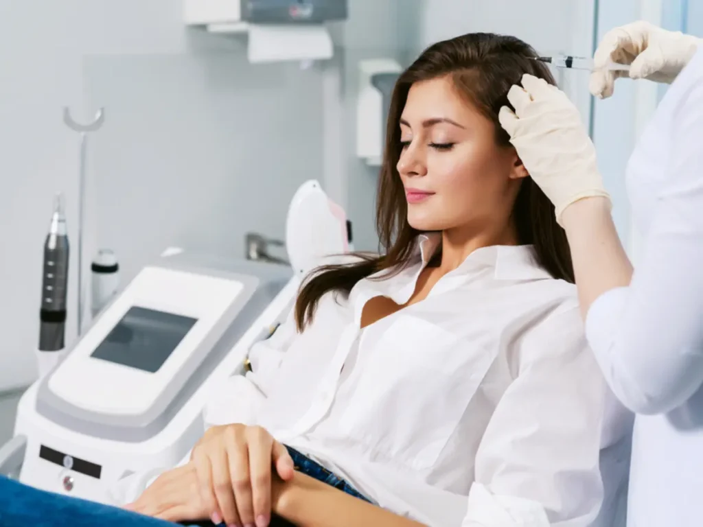 Mesotherapy for Hair treatment showing scalp injection for hair regrowth and revitalisation.