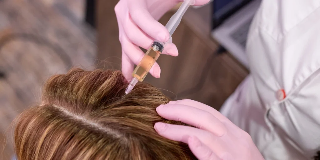 Doctor injecting serum into scalp during treatment Mesotherapy for Hair Worth the Cost? Discover its real benefits.