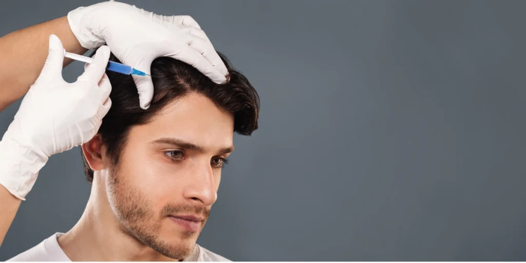 Close-up of clinical scalp session for microneedling treatment for men Birmingham supporting follicle repair and natural hair regrowth.