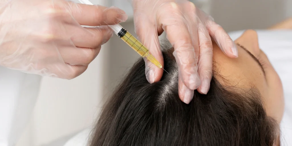 Clinician injecting scalp during Hair Restoration in Birmingham treatment