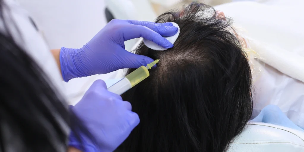Doctor administering hair growth injections for Hair Restoration in Birmingham
